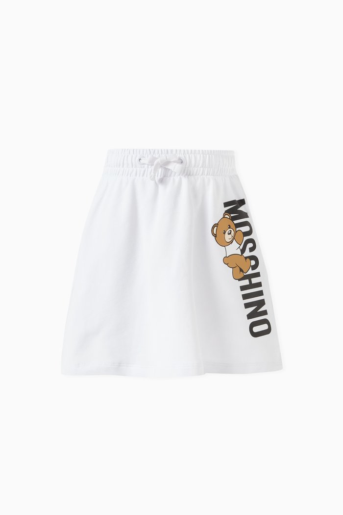 Teddy Bear Skirt in Cotton, White