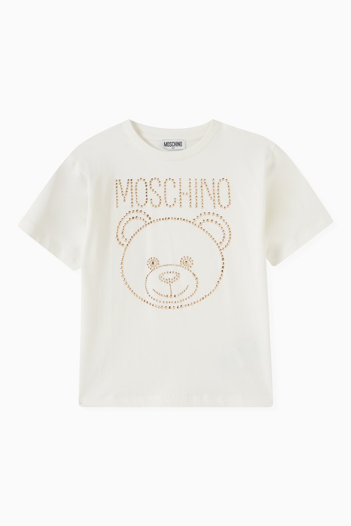 

Teddy Bear Crystal-embellished T-shirt in Cotton, White