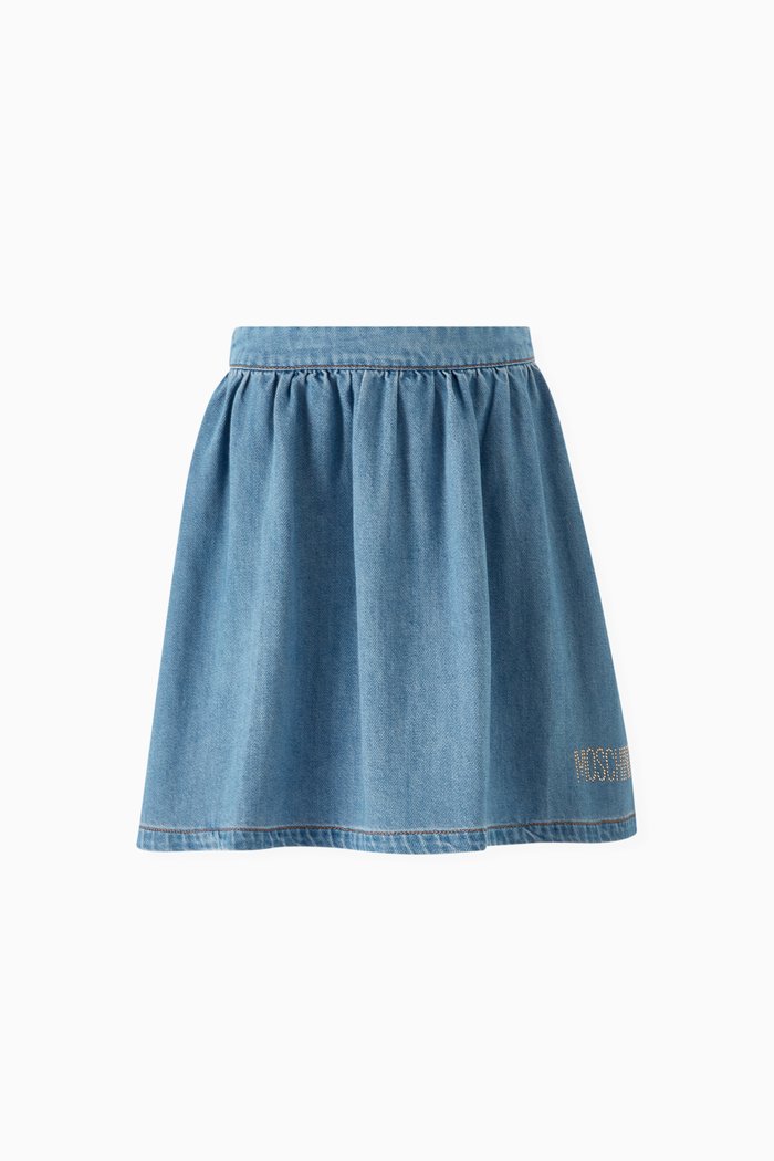 

Rhinestone-embellished Skirt in Denim, Blue