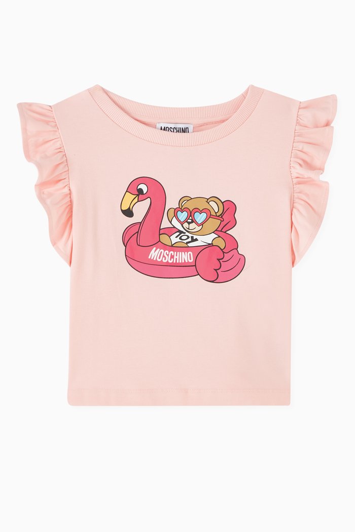 

Pool Party Teddy-print T-shirt in Cotton Jersey, Pink
