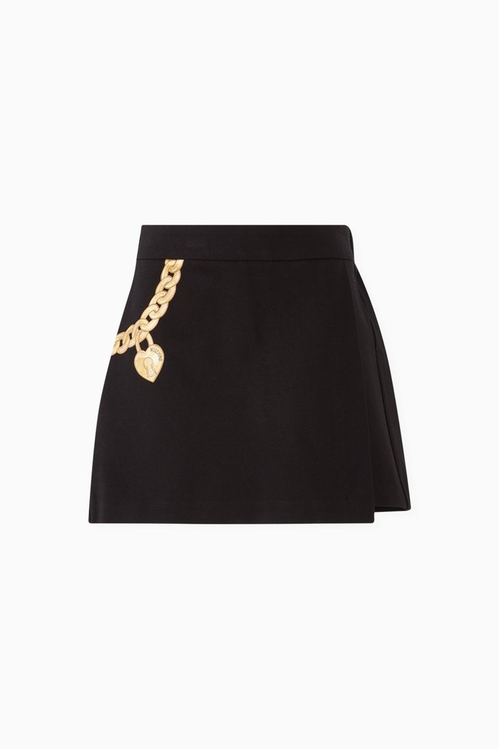 

Chain-print Skort in Viscose Blend, Black
