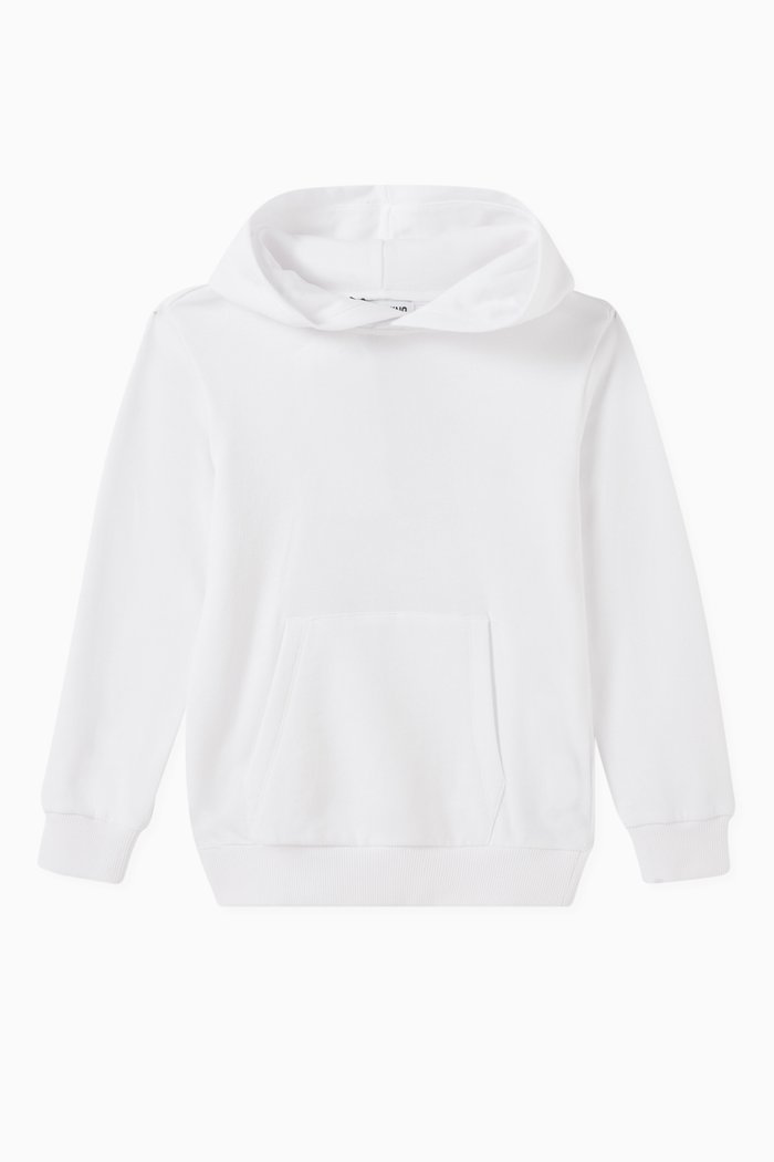 Graphic Logo Print Hoodie in Cotton, White