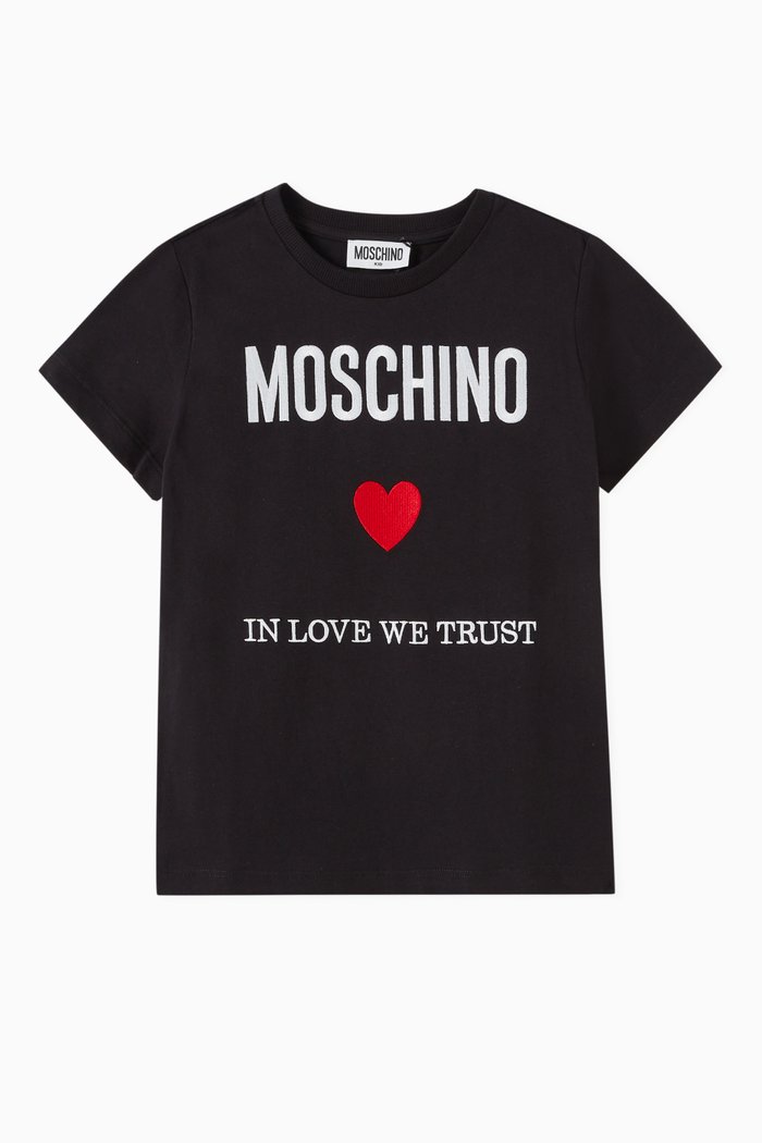 Logo-embroidered T-shirt in Cotton, Black