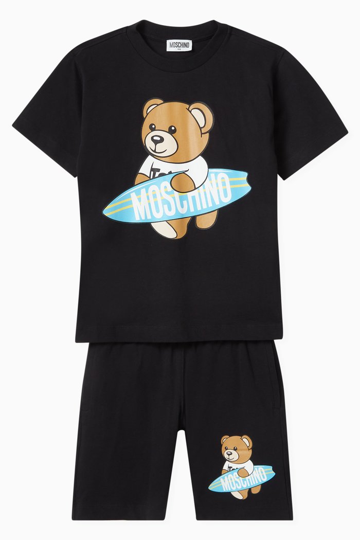

Teddy Bear T-shirt & Shorts Set in Cotton, Black