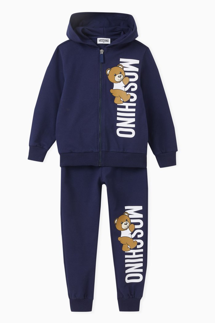 

Teddy Bear Print Tracksuit in Cotton, Blue