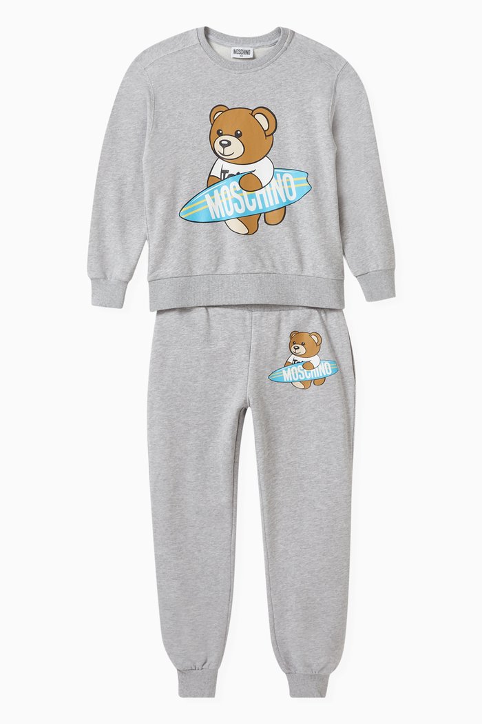 Teddy Bear Tracksuit Set in Cotton, Grey