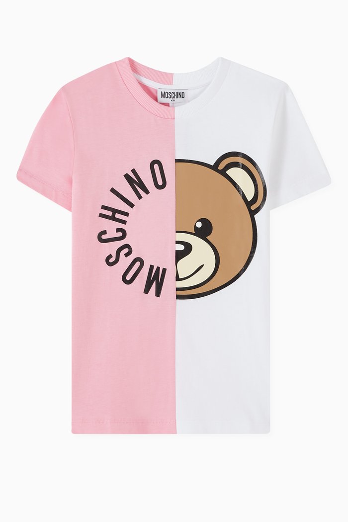 Two-tone Teddy Bear T-shirt in Cotton, Pink