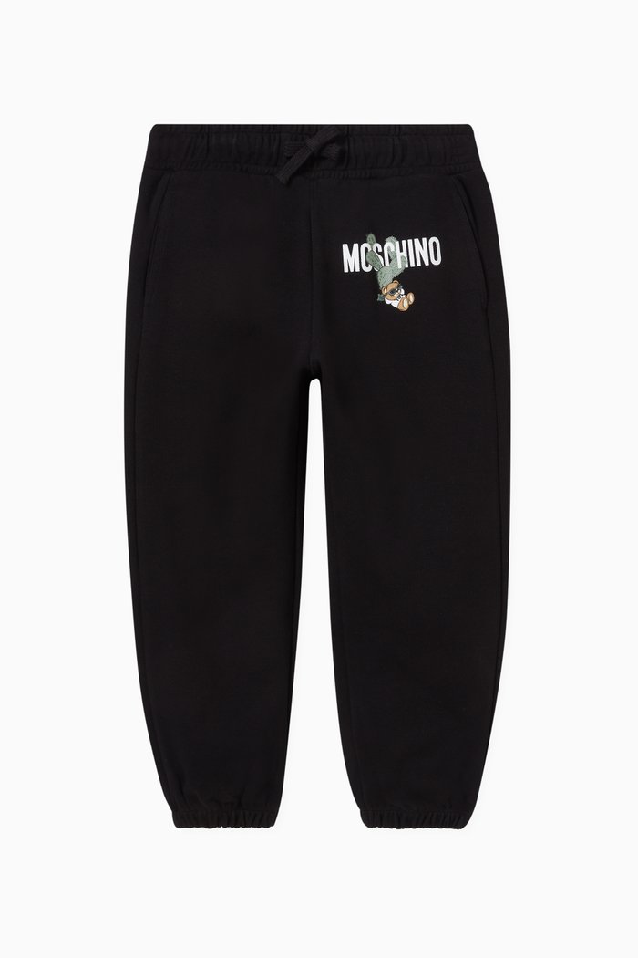 

Signature Logo Teddy Print Sweatpants in Cotton, Black