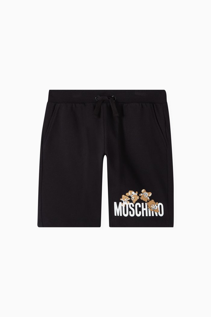 Teddy Logo-print Shorts in Cotton, Black
