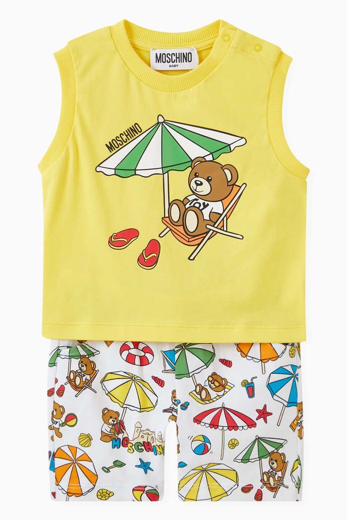

Teddy Bear Tank Top & Shorts Set in Cotton Jersey, Yellow