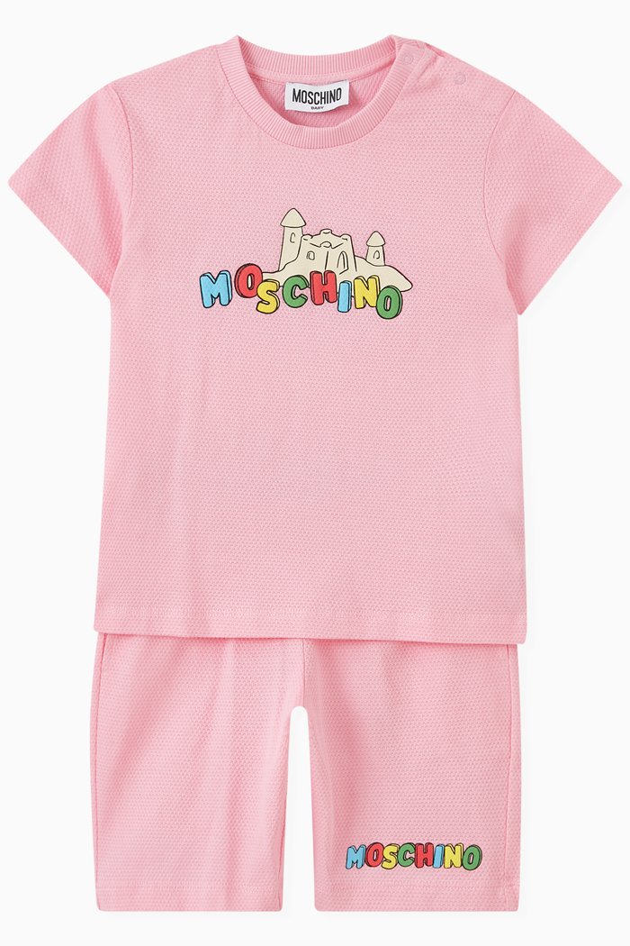 

Sandcastle Print T-shirt & Shorts Set in Cotton, Pink
