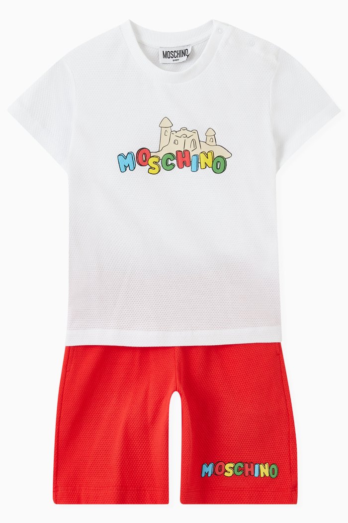 

Sandcastle Print T-shirt & Shorts Set in Cotton, White