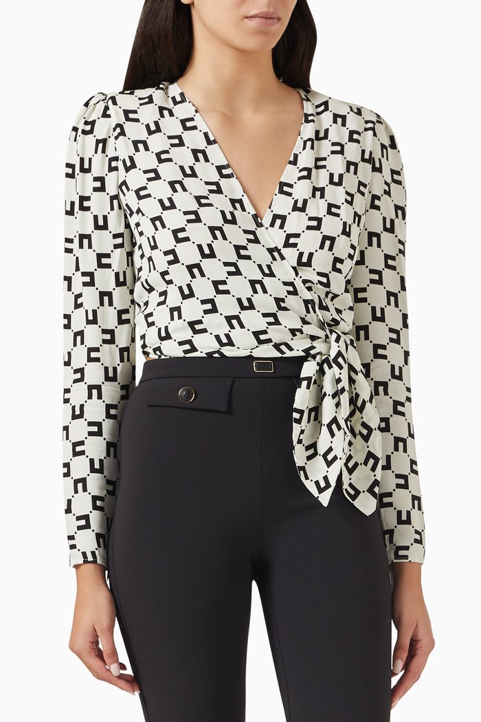 

Logo-print Blouse in Viscose-georgette, Neutral