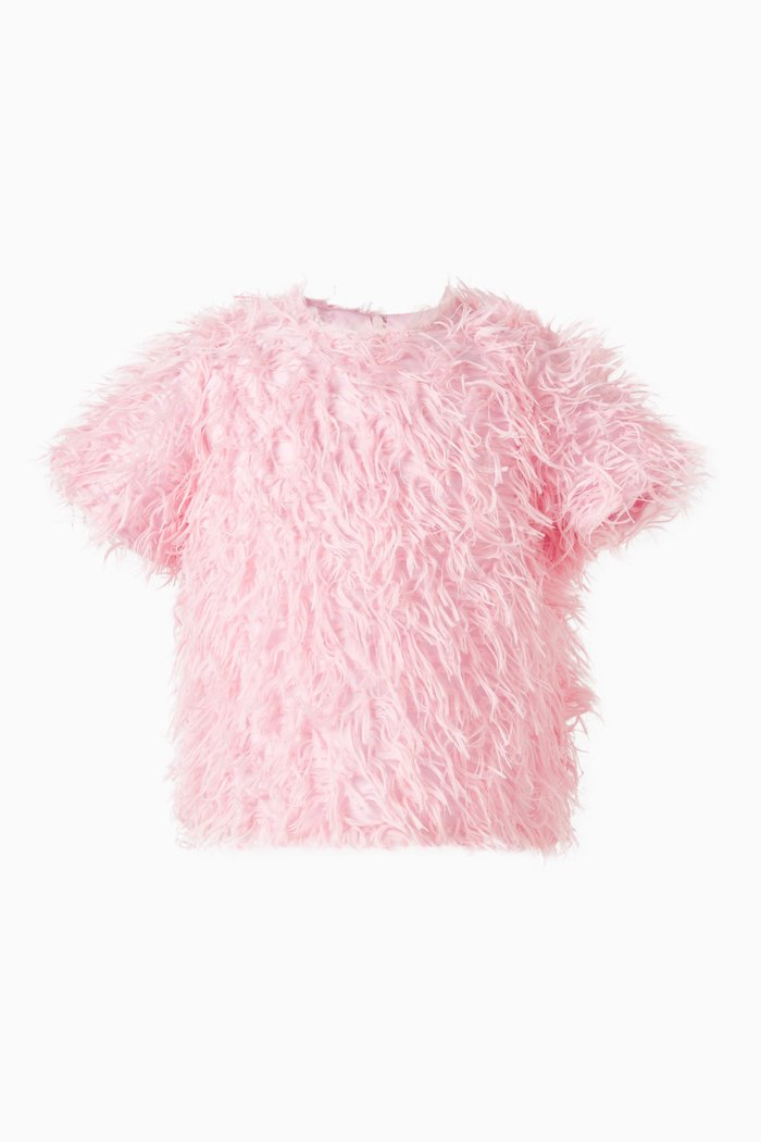Woolly Short-sleeve Top, Pink