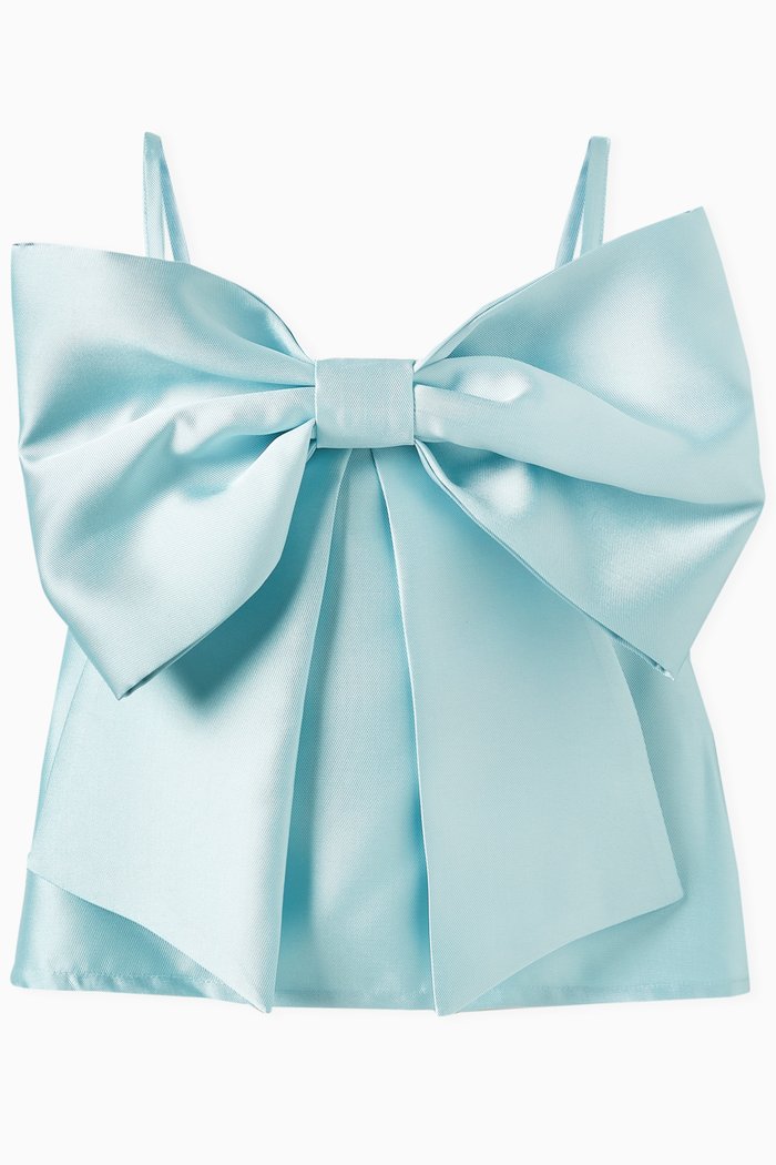 Bow-detail Sleeveless Top, Blue