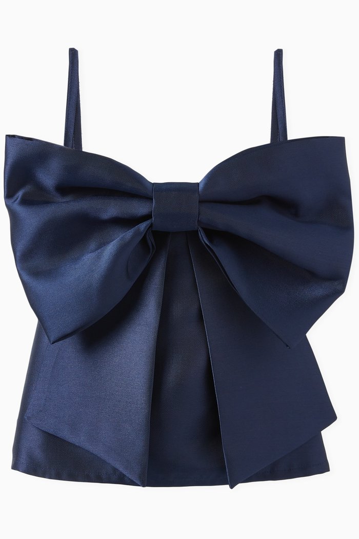 Bow-detail Sleeveless Top, Blue