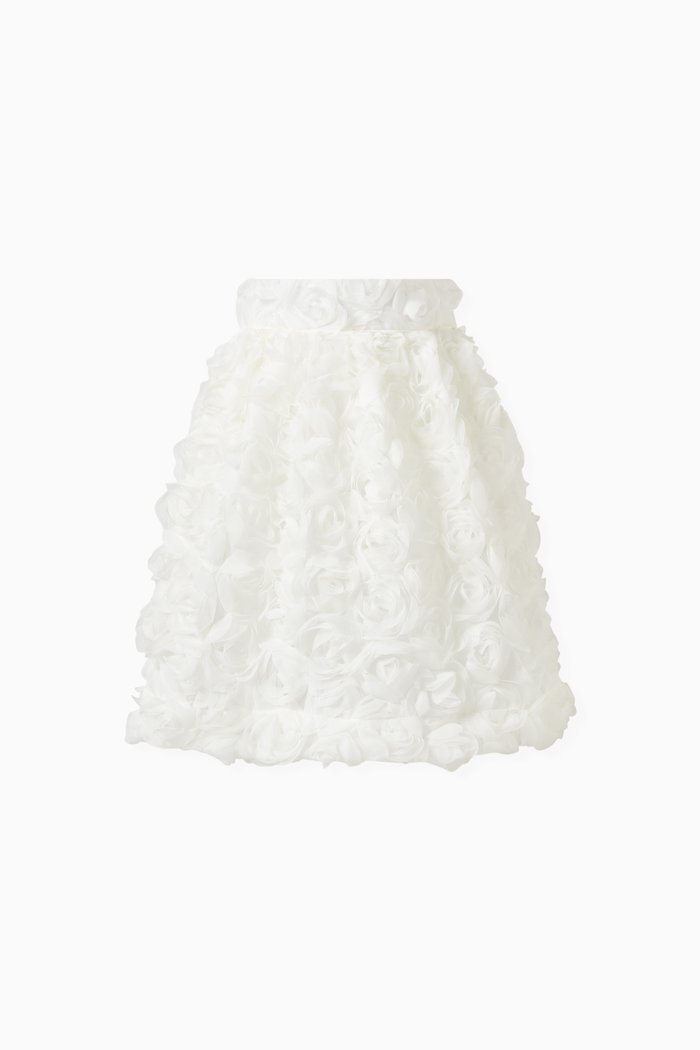

Embellished Flared Midi Skirt, White
