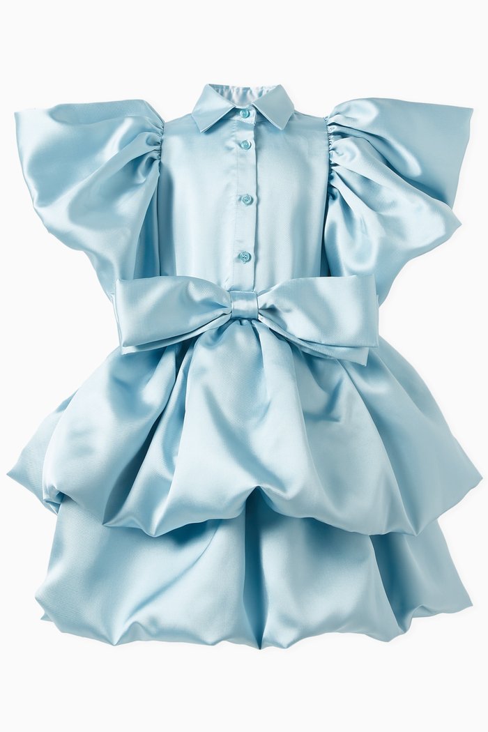 

Bow-detail Ruffled Dress, Blue