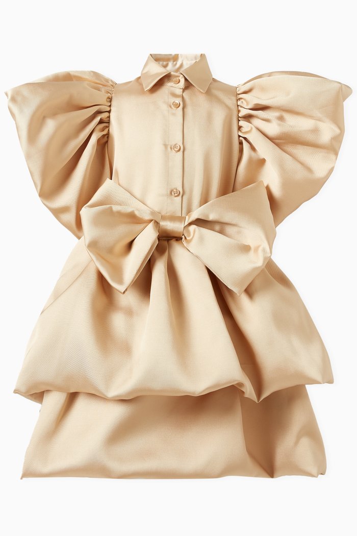 

Bow-detail Ruffled Dress, Brown