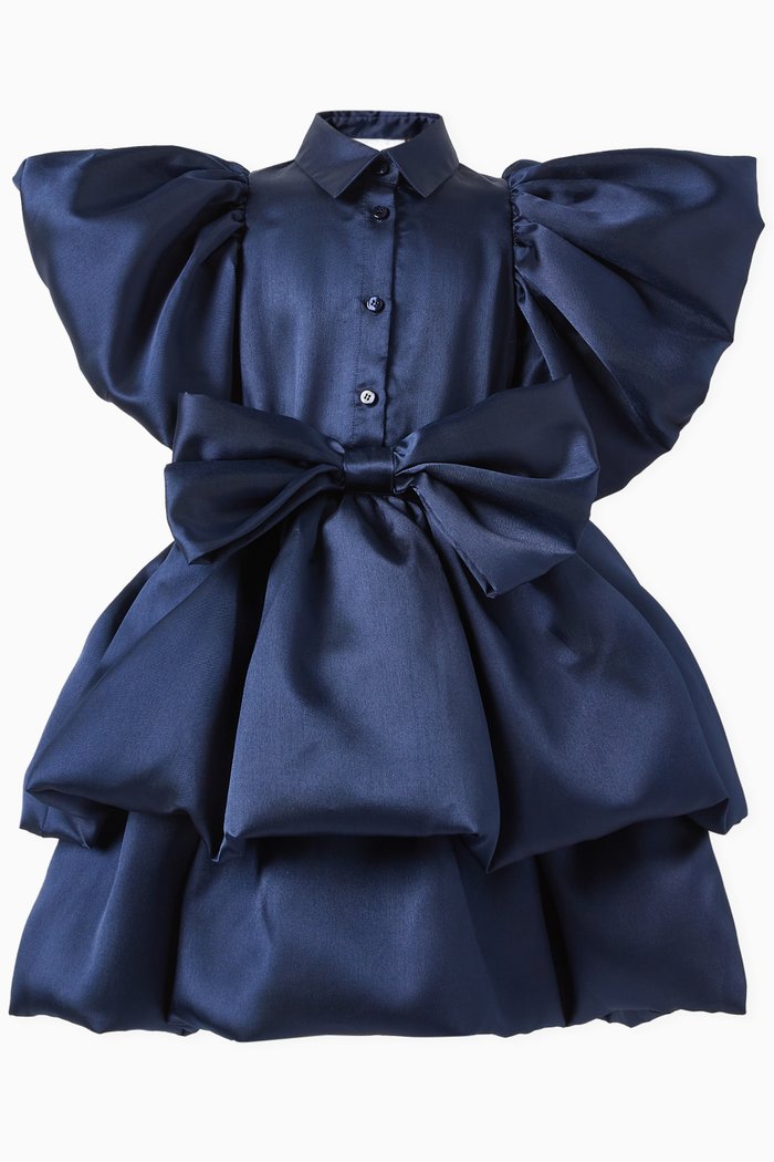 

Bow-detail Ruffled Dress, Blue