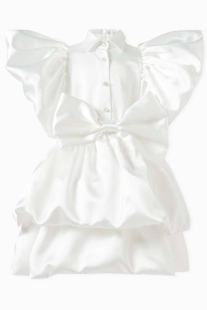 

Bow-detail Ruffled Dress, White
