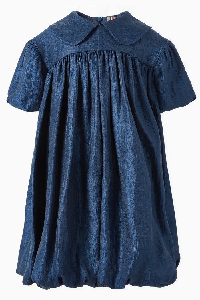 

Peter-pan Collar Ruffled Dress, Blue