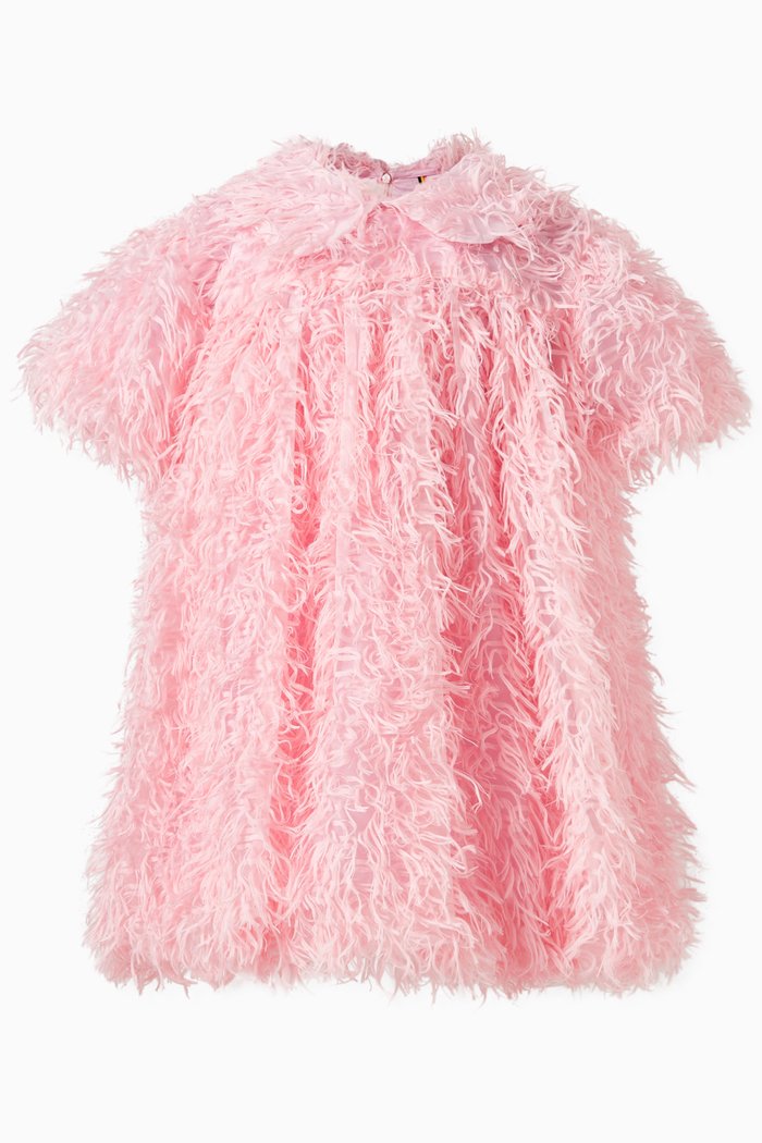 

Feather Short-sleeve Dress, Pink