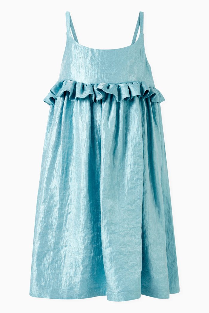 Ruffle Sleeveless Dress, Blue