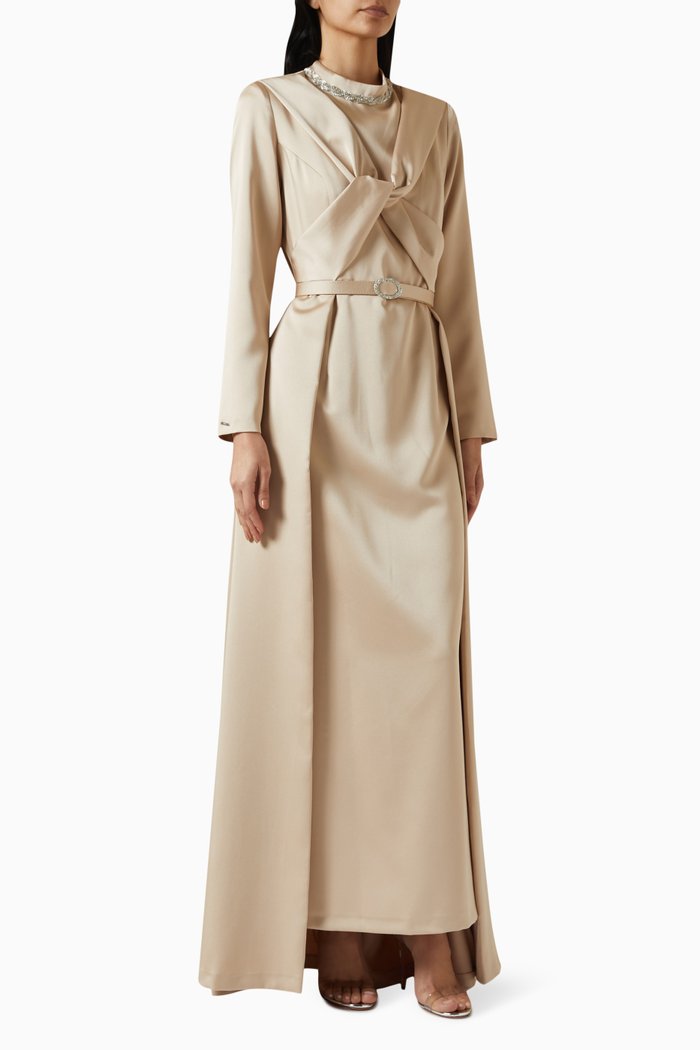 

Bianca Twisted Embellished Maxi Dress, Neutral