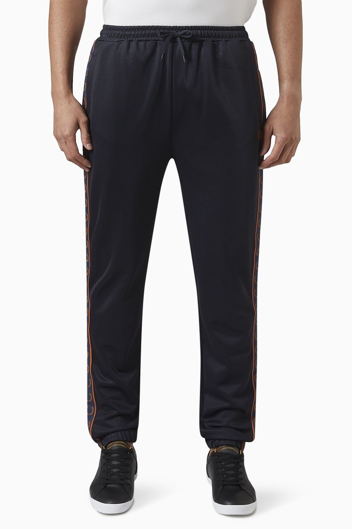 

Contrast Taped Track Pants in Tricot, Black