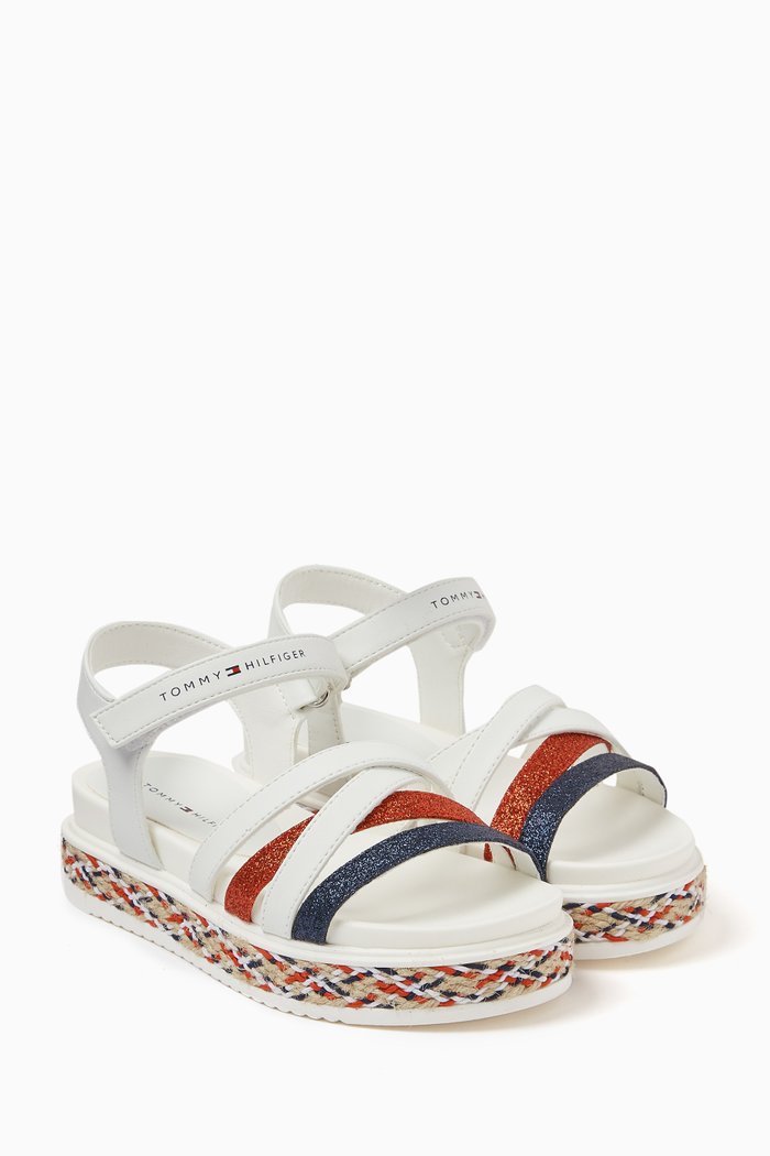 

Logo Velcro Sandals in Faux Leather, White