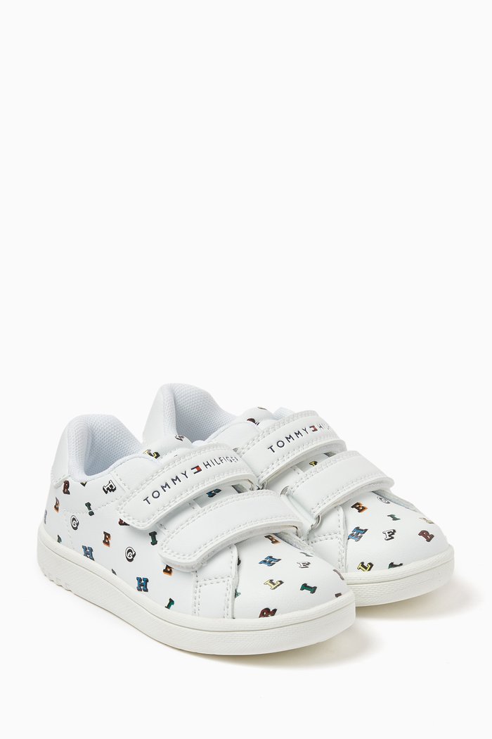 

Logo Velcro Sneakers in Faux Leather, White