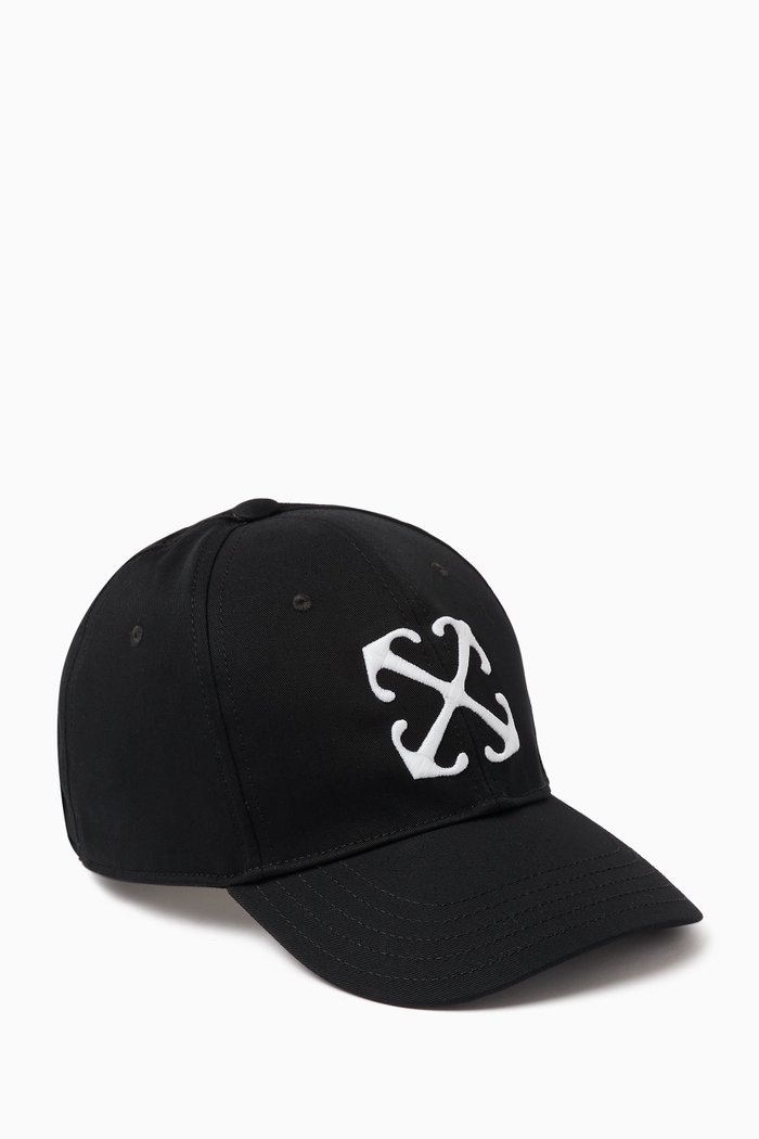 

Arrow-embroidered Baseball Cap in Cotton-twill, Black