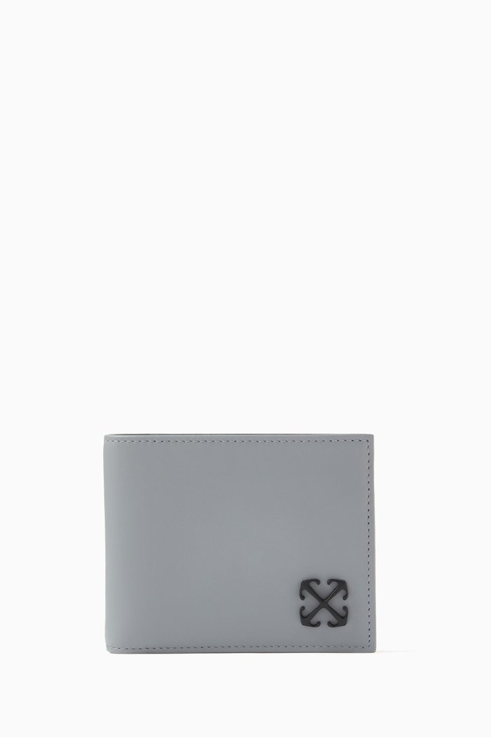

Jitney Bi-Fold Wallet in Calf Leather, Grey
