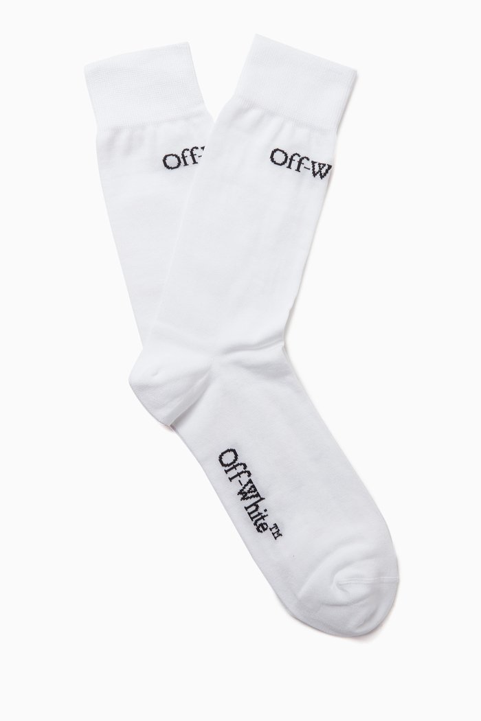 

Short Bookish Formal Socks in Cotton-blend, White