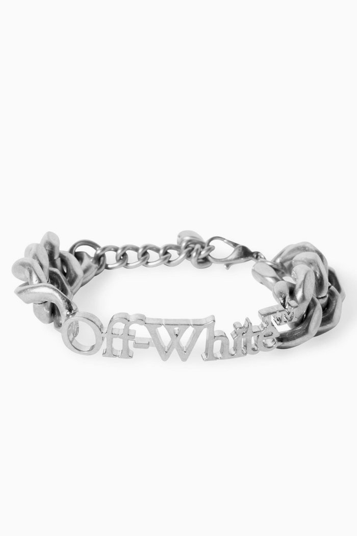 Bookish Logo Chain Bracelet in Brass, Silver
