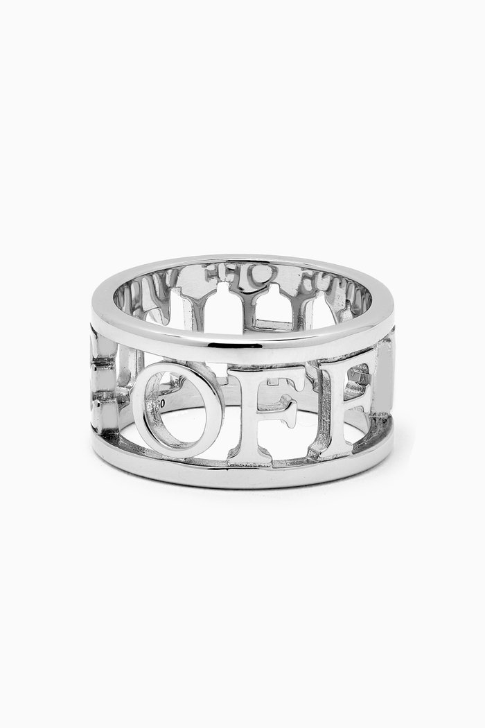 

Logo Lettering Ring in Brass, Silver
