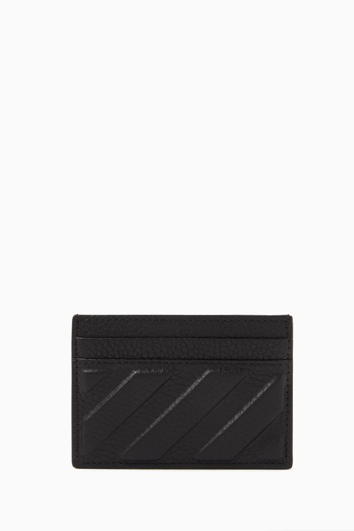 3D Diag Card Case in Leather, Black