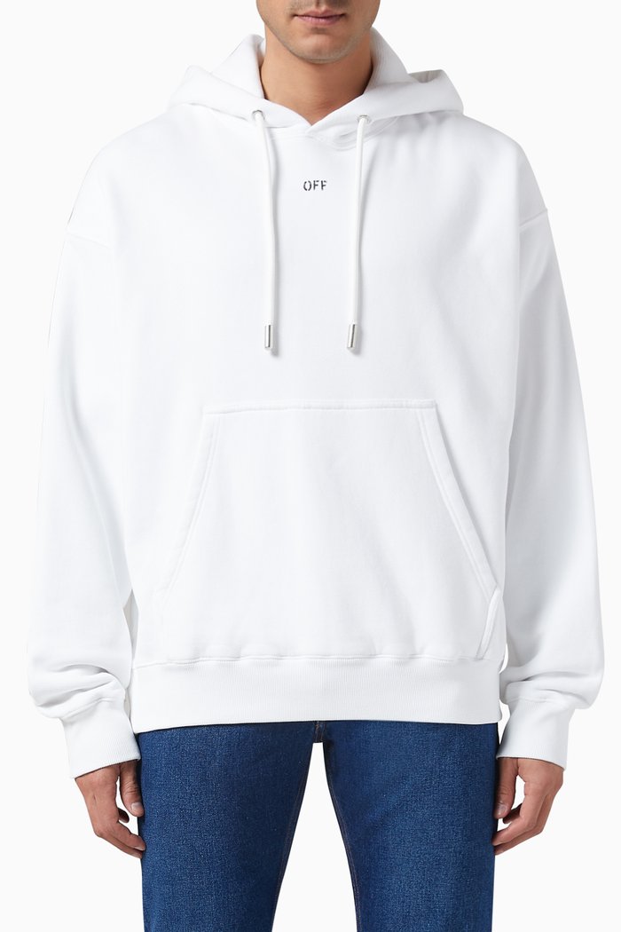 

Off Stamp Skate Hoodie in Cotton, White