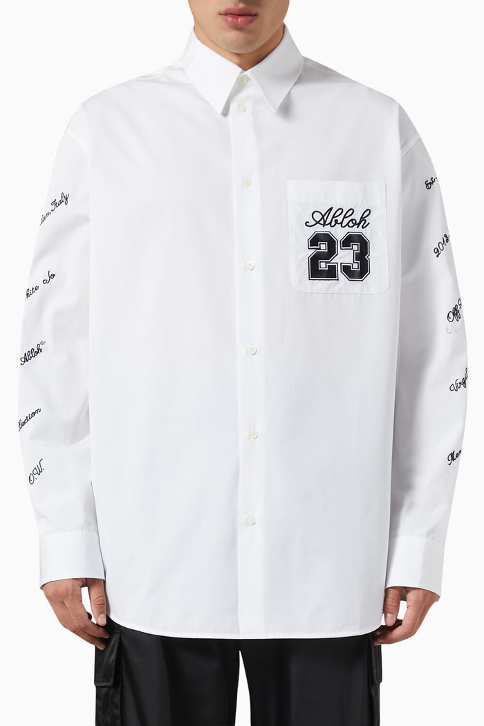 

23 Logo-embroidered Overshirt in Cotton, White
