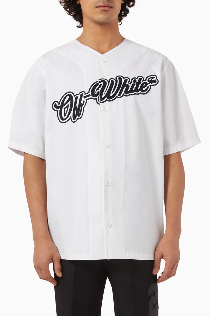 

23 Baseball Short-sleeve Shirt in Cotton, White