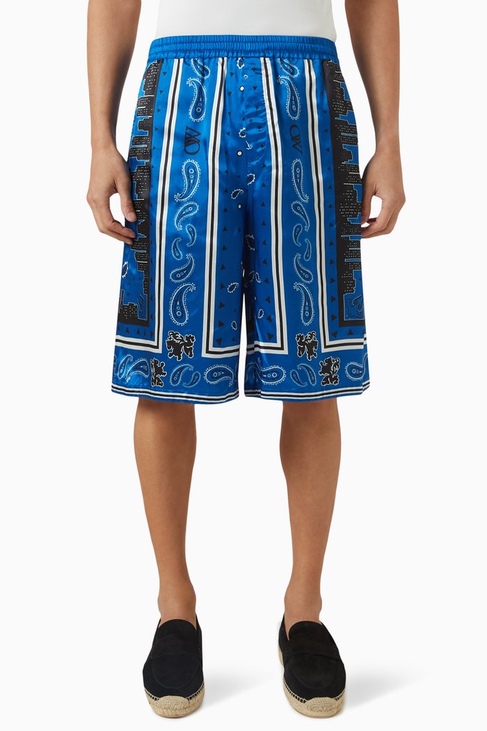

Bandana Shorts in Viscose Satin, Blue