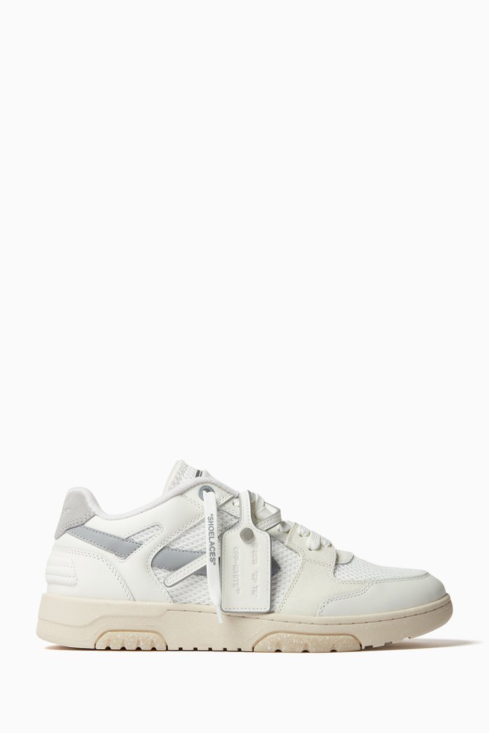 

Slim Out Of Office Sneakers in Mesh, Leather & Suede, White