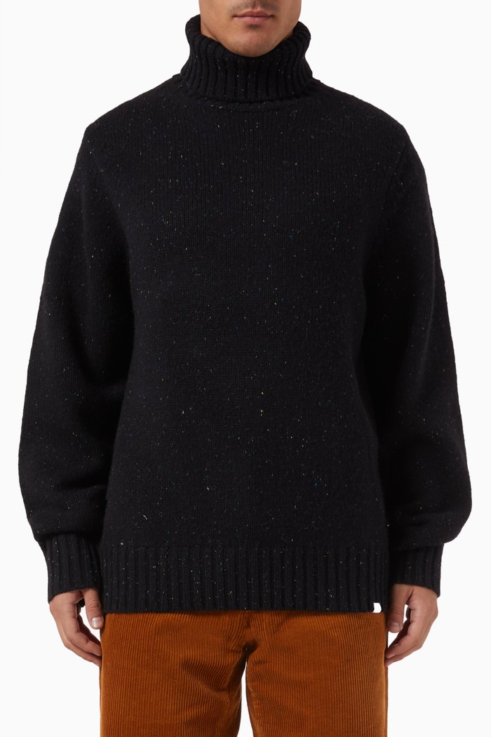 

Gary Fleck Turtleneck Sweater in Wool Blend, Black