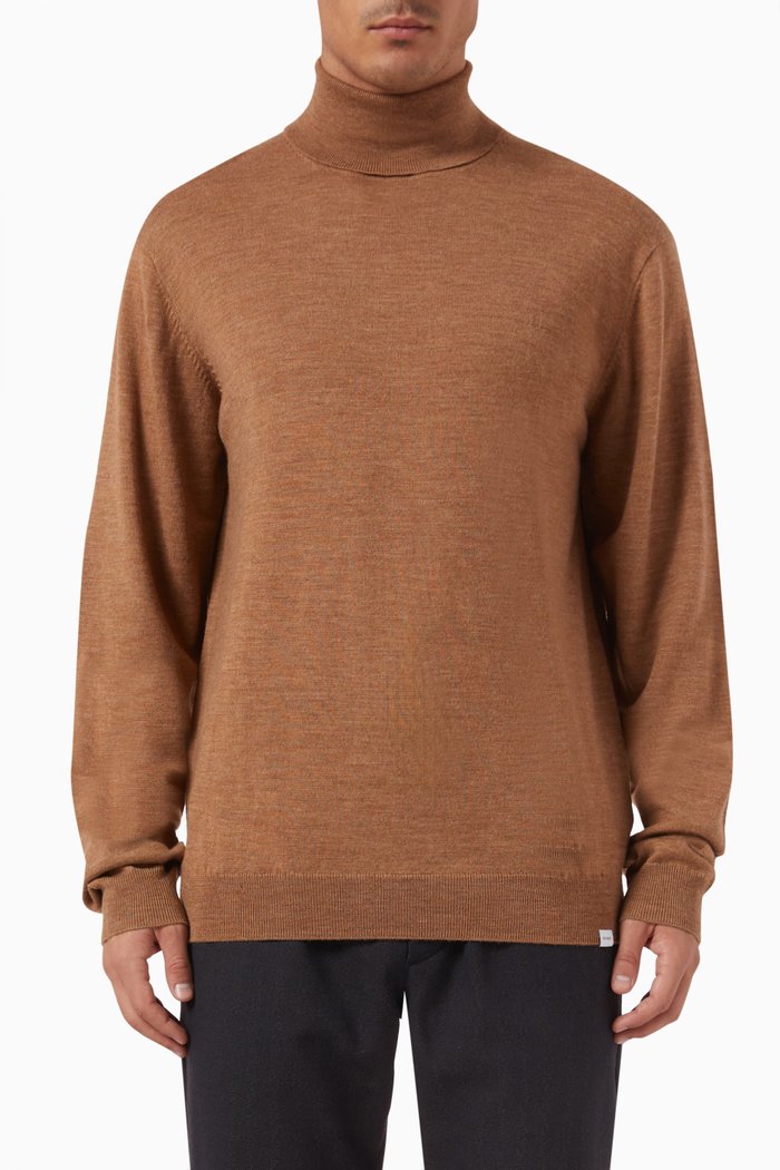 

Greyson Turtleneck Sweater in Merino Knit, Brown