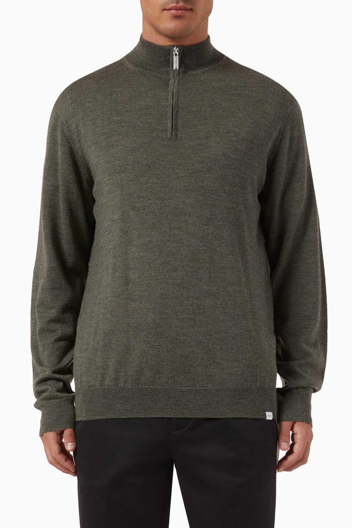 

Greyson Half-zip Sweater in Merino Knit, Grey