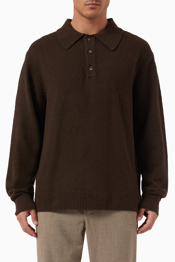 

Errol Rugby Sweater in Cotton Knit, Brown
