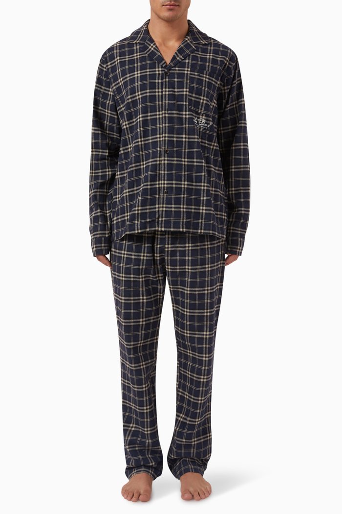

Ludwig Pyjama Set in Cotton Flannel, Blue
