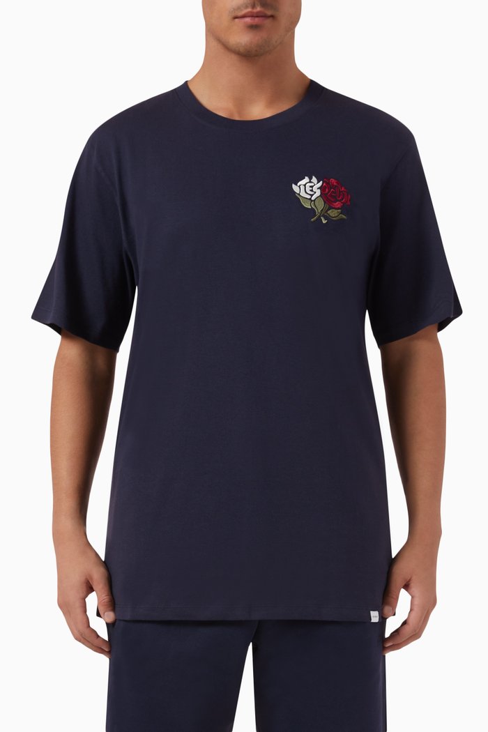

Felipe Embroidered T-shirt in Cotton, Blue