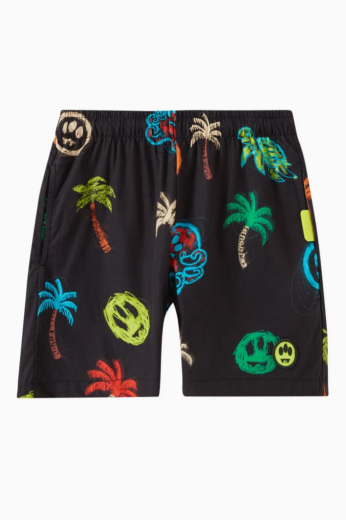 

Graphic-print Shorts in Cotton, Black